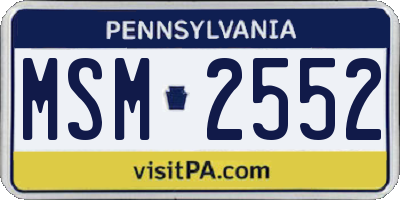 PA license plate MSM2552