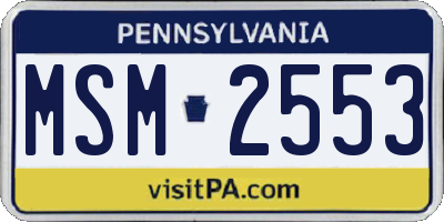 PA license plate MSM2553