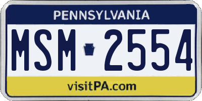 PA license plate MSM2554