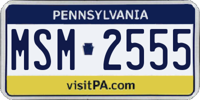 PA license plate MSM2555