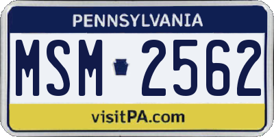 PA license plate MSM2562