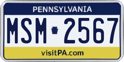 PA license plate MSM2567