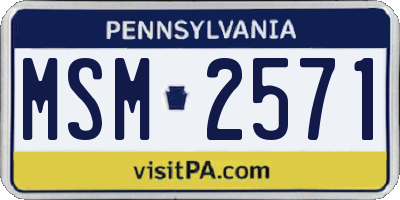 PA license plate MSM2571