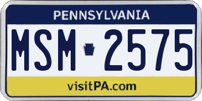 PA license plate MSM2575