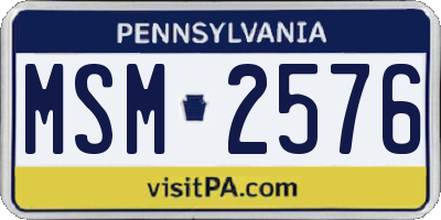 PA license plate MSM2576