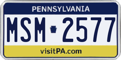 PA license plate MSM2577