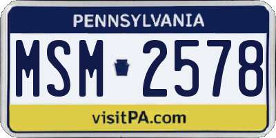 PA license plate MSM2578