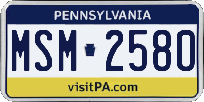 PA license plate MSM2580