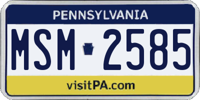 PA license plate MSM2585
