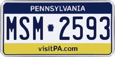 PA license plate MSM2593