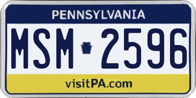 PA license plate MSM2596