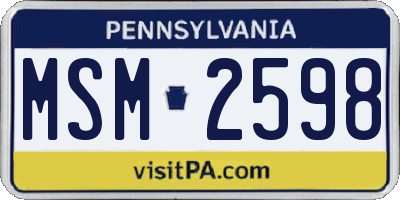 PA license plate MSM2598