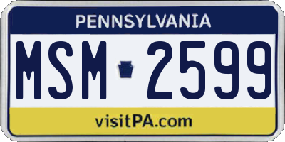 PA license plate MSM2599