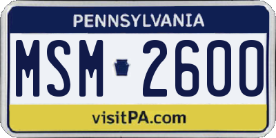 PA license plate MSM2600