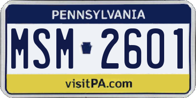 PA license plate MSM2601