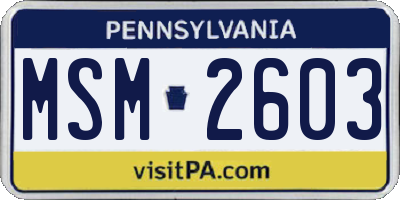 PA license plate MSM2603