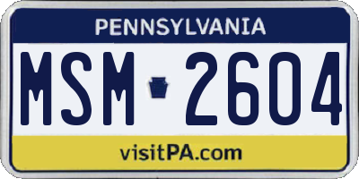 PA license plate MSM2604