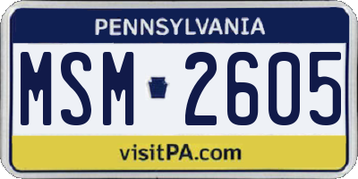 PA license plate MSM2605