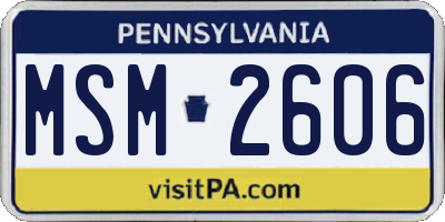 PA license plate MSM2606