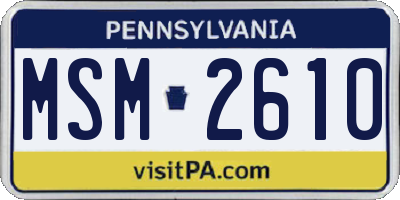 PA license plate MSM2610