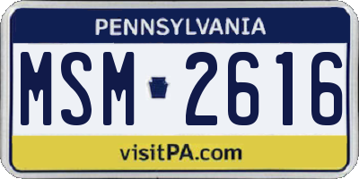 PA license plate MSM2616