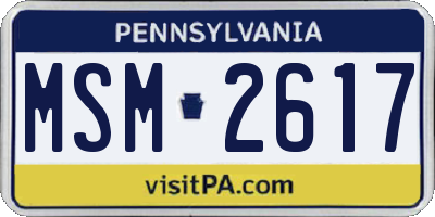 PA license plate MSM2617