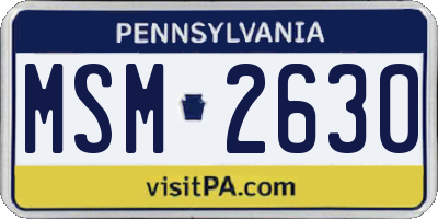 PA license plate MSM2630