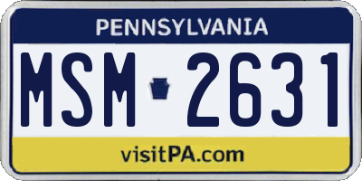 PA license plate MSM2631