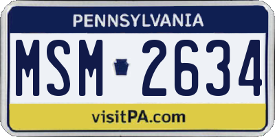 PA license plate MSM2634