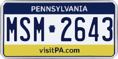 PA license plate MSM2643