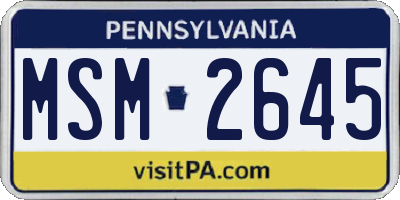 PA license plate MSM2645