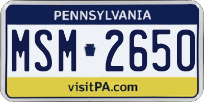 PA license plate MSM2650