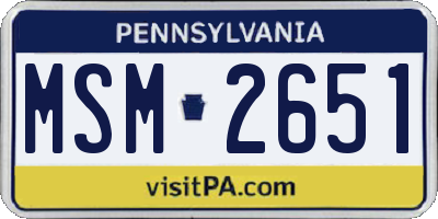 PA license plate MSM2651