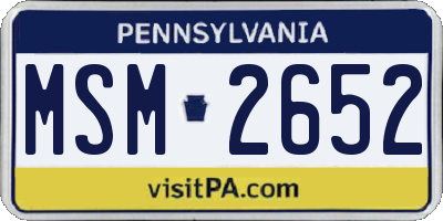 PA license plate MSM2652