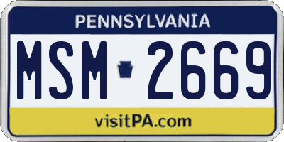 PA license plate MSM2669
