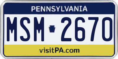 PA license plate MSM2670