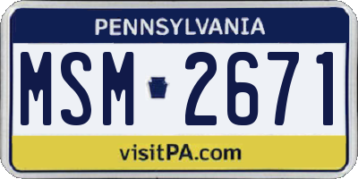 PA license plate MSM2671