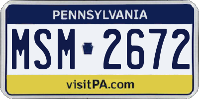 PA license plate MSM2672