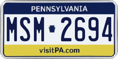 PA license plate MSM2694