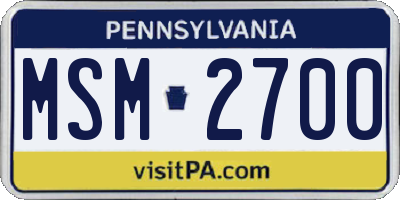 PA license plate MSM2700