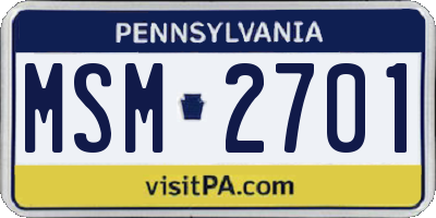PA license plate MSM2701