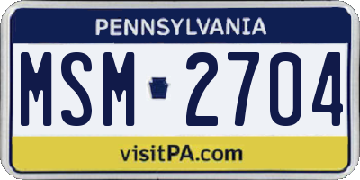 PA license plate MSM2704