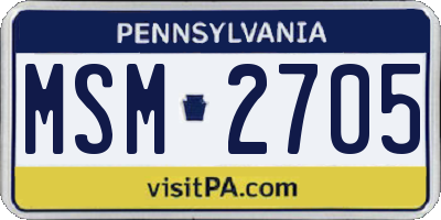 PA license plate MSM2705