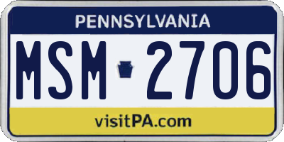 PA license plate MSM2706