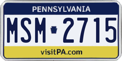 PA license plate MSM2715