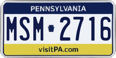 PA license plate MSM2716