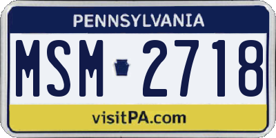 PA license plate MSM2718