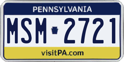 PA license plate MSM2721