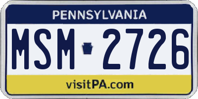 PA license plate MSM2726