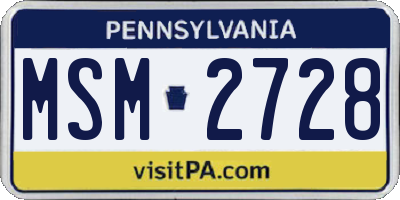 PA license plate MSM2728
